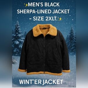 Men's Black Jacket with Tan Sherpa Lining